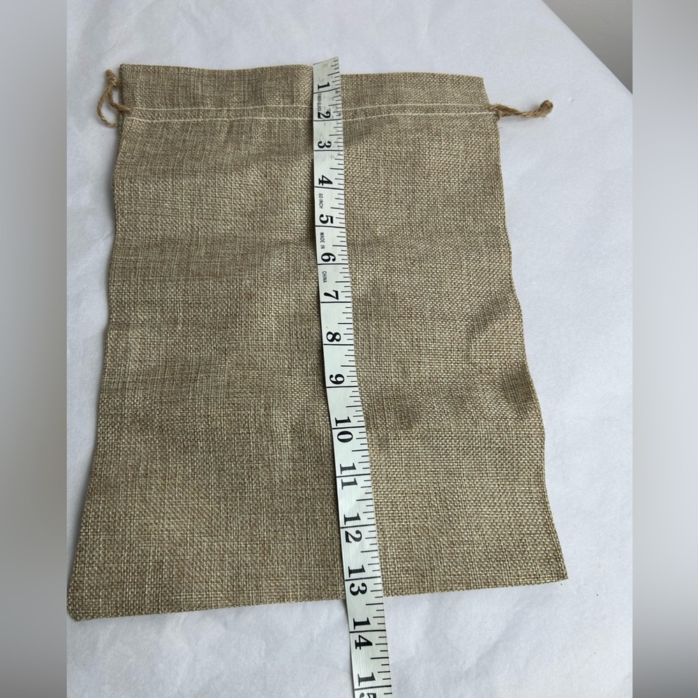 Rustic Tan Burlap Drawstring Bag - Picture 7 of 8